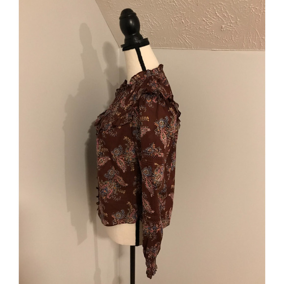 Veronica Beard Hopkins Printed Long Sleeve Ruffle Blouse - Size 2 - Picture 3 of 10